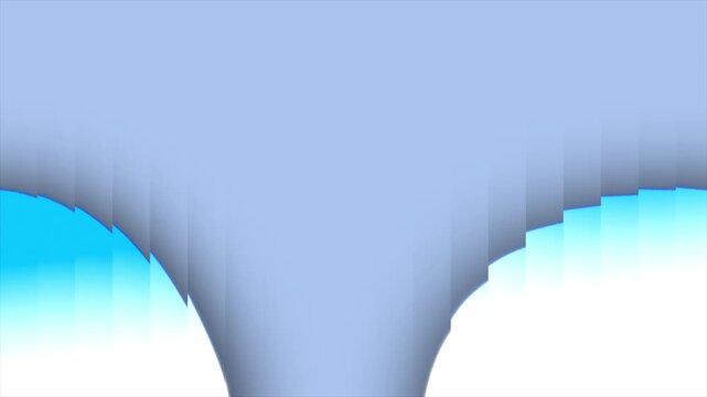 Abstract 3d render of a smooth blue funnel shape with stepped vertical segments creating a geometric architectural effect