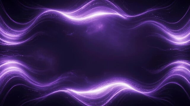 Purple energy waves flow across a dark cosmic background in an abstract design suggesting motion and technology