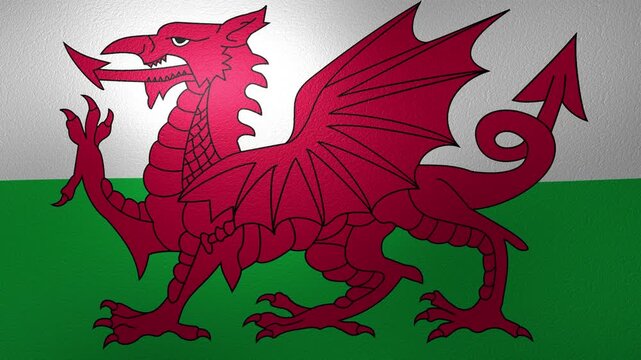 Welsh flag waving in the wind