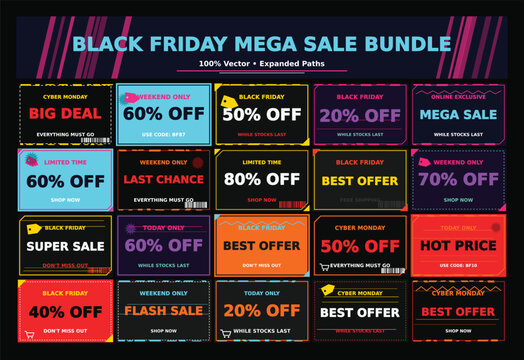 Modern promotional discount tags bundle for retail sales and marketing campaigns.