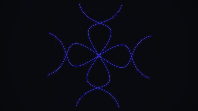 Abstract Geometric Blue Neon Lines Moving and Morphing on Dark Background, Motion Graphics