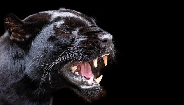 growling panther on a black background wallpaper