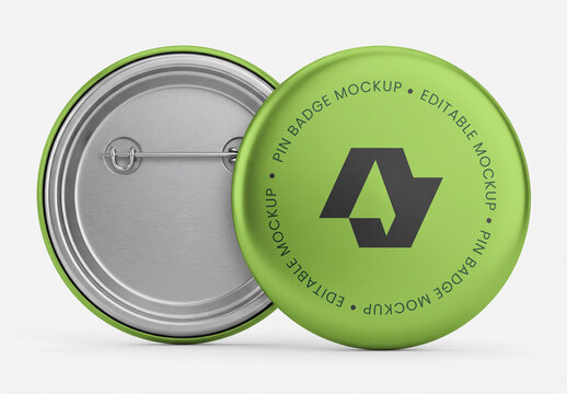 Round Pin Badge Mockup Front and Back View
