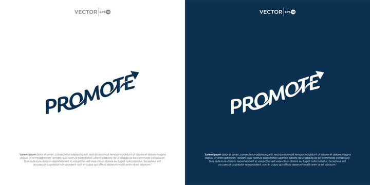 Promote word logo design with rising arrow and marketing concept