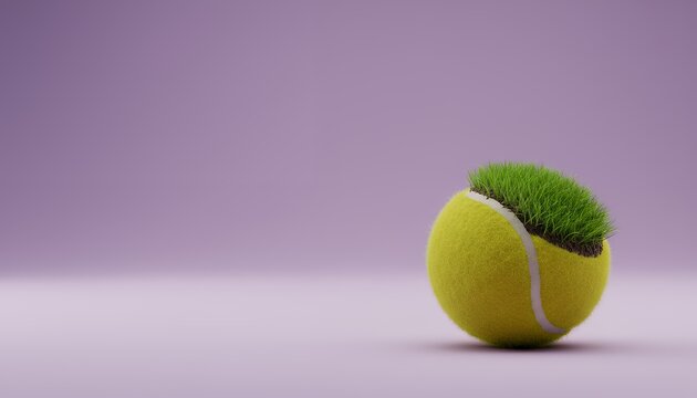 芝生が生えたテニスボール
