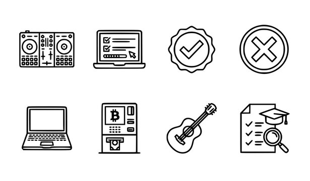 Modern DJ Controller Music Exam and Digital Technology Icons