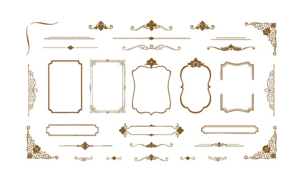 Elegant Vintage Ornamental Frames Borders and Dividers.