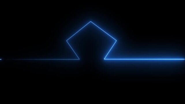 A minimalist neon line icon glows with sharp, luminous edges, smoothly transitioning between vibrant colors like blue, creating a modern, sleek design.