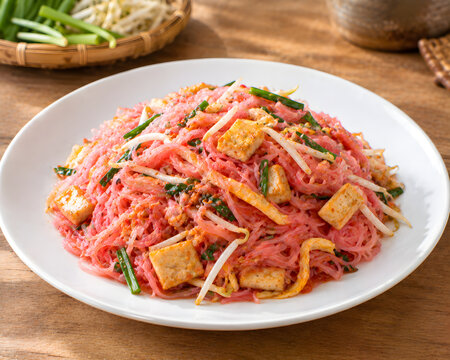 Thai Pink Stir-Fried Rice Vermicelli - Pad Mee Kapi / Pad Mee Pink
