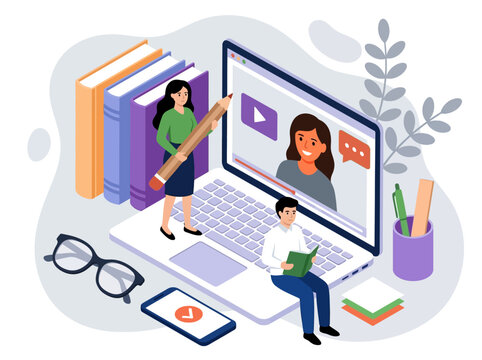 Online Education and E-Learning Concept Isometric Vector Illustration