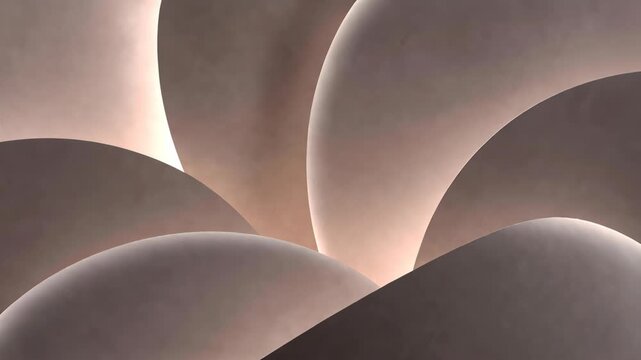 Abstract photograph of overlapping blush curves with gentle sculptural shading on a warm neutral background, expressing calm