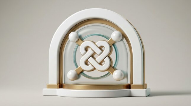 Decentralized network trust emblem with golden infinite knot design