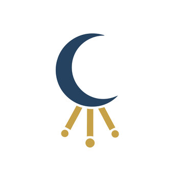 Abstract Crescent Moon and Lines Icon