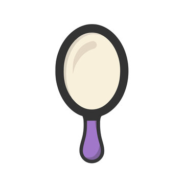 Cartoon hand mirror with purple handle