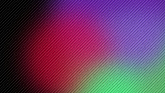 Abstract multicolor gradient background with fine diagonal black lines, vibrant magenta, purple, red and green light blending into a modern geometric striped pattern