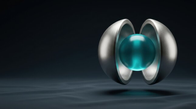 Geometric data seed protected by metallic shell, representing cyber security