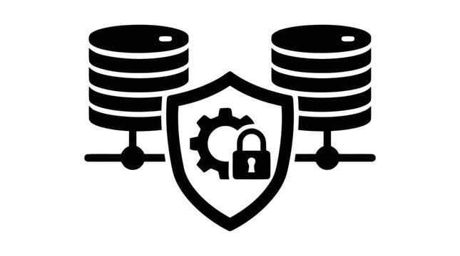 Vector illustration of secure database management and server infrastructure icon on a transparent background