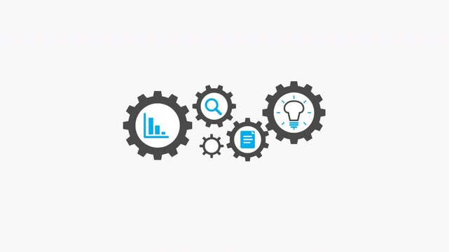 Business strategy workflow integration with gear icons