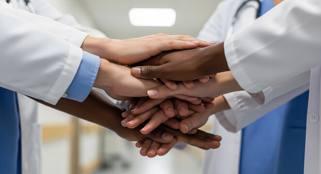 Medical team showing unity and support together