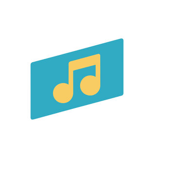 Yellow musical note symbol on blue background