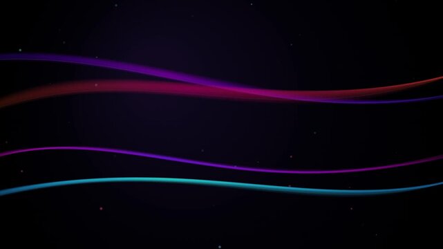 Colorful ribbons undulate across a dark background in a looping animation