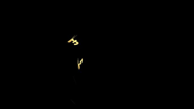 2D Pound currency symbol particle falling animation on black background. Pound coins Motion graphic financially Successful Business Concept.