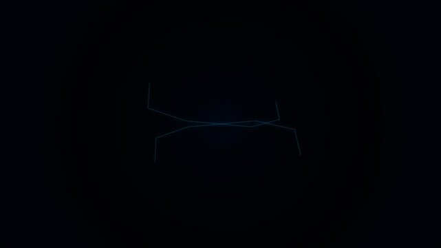 Abstract blue wireframe lines morphing and moving on black background