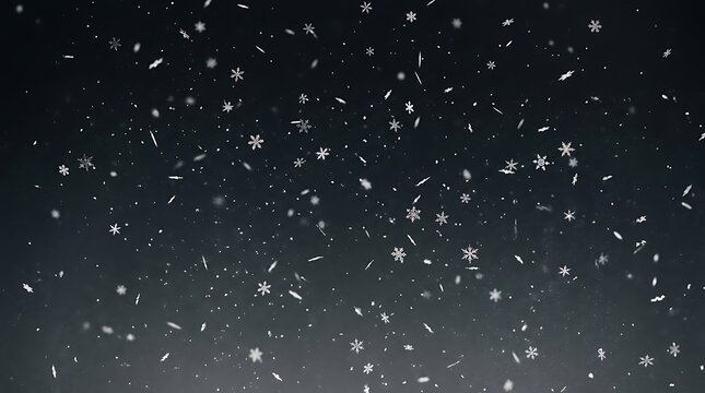 Snow falling effect dark background with snowflakes and particles for winter season.