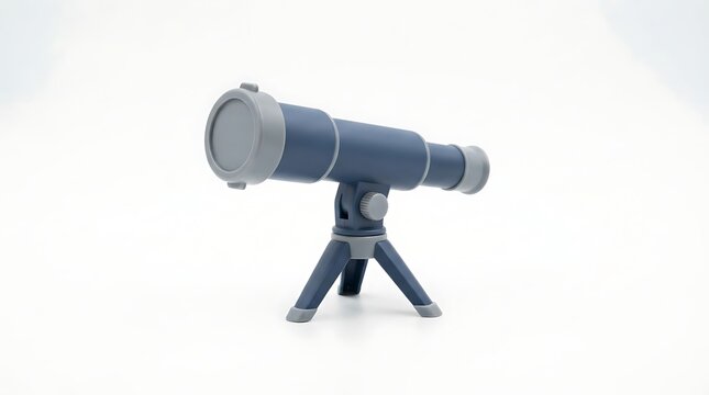 A modern telescope on a tripod against a white background