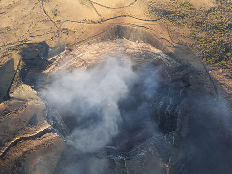 Masaya volcano with lava national park in Nicaragua