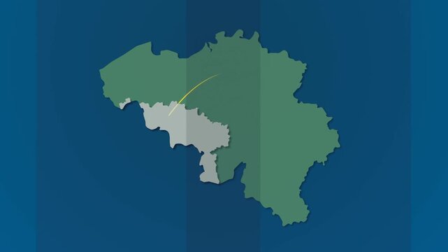 Belgium Map Showing Signal Connections Across Highlighted provinces 
