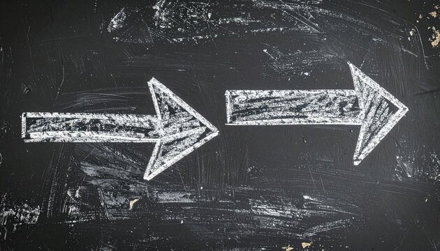 Two chalk arrows pointing in opposite directions, decision and direction concept