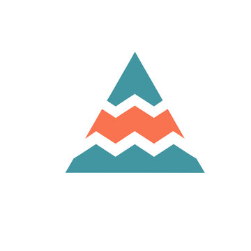 Abstract geometric mountain icon with zig-zag lines