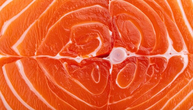 Fresh salmon steak cross section showing detailed muscle fibers and natural seafood texture