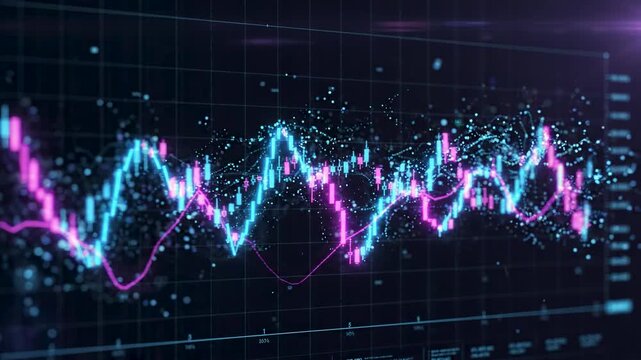 Financial market showing stock data fluctuation on digital screen representing investment economy business technology concepts.