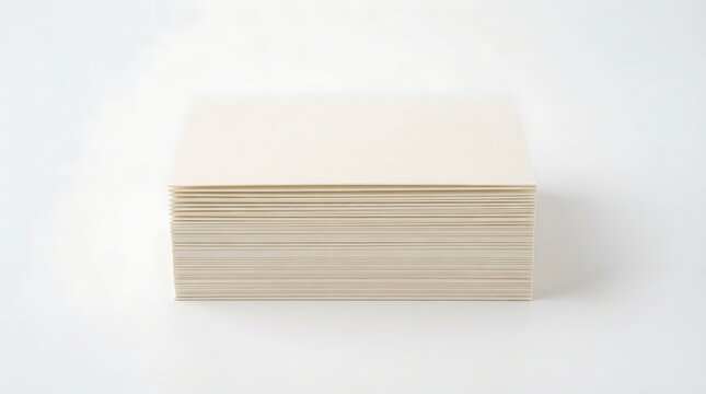 A neatly stacked pile of blank white index cards on a clean surface