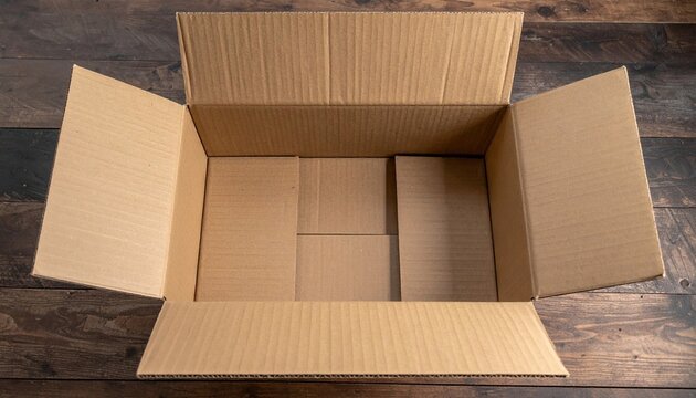 Open cardboard box with flaps ready for packing and shipping
