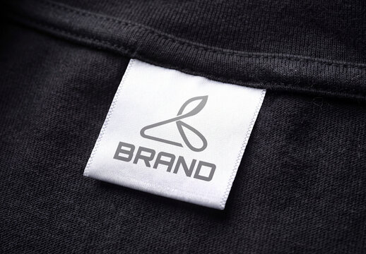 Clothing Label Mockup on Black Fabric