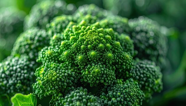 Fresh broccoli floret with detailed green texture for healthy eating and vegetable photography