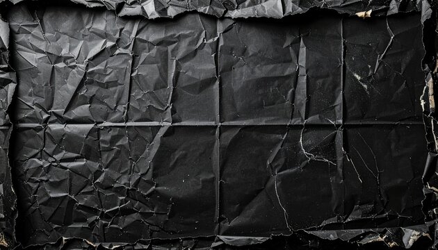 Square black paper frame with wrinkled texture and distressed borders for vintage photography presentations