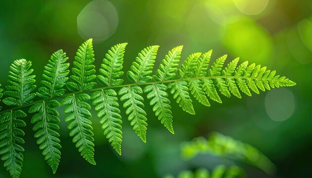 Detailed fern leaf with natural green foliage for botanical, gardening, and nature designs