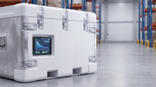 Active Temperature Controlled Air Cargo Container on Airport Tarmac