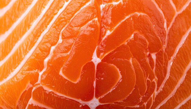 Fresh salmon steak cross section showing detailed muscle fibers and natural seafood texture