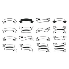 Fototapeta premium Black and white line art collection of various birds in flight.