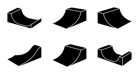 Fototapeta premium Black ramps and obstacles for extreme sports, isometric icon set