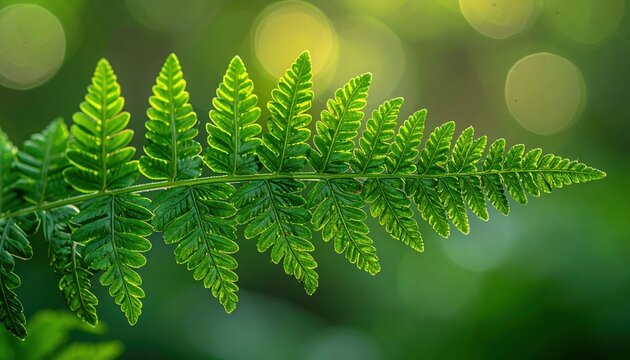 Detailed fern leaf with natural green foliage for botanical, gardening, and nature designs