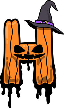 Halloween Spooky Pumpkin Ghost Alphabet H Illustration