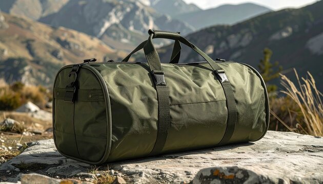 Olive green wheeled duffel bag, practical travel luggage and outdoor adventure accessory