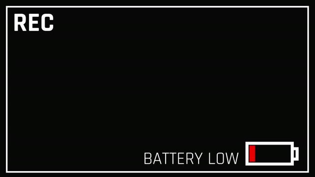 Animated Camera Recording Overlay with REC and Low Battery Indicators