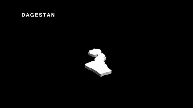 Dagestan republic map rotating on black background